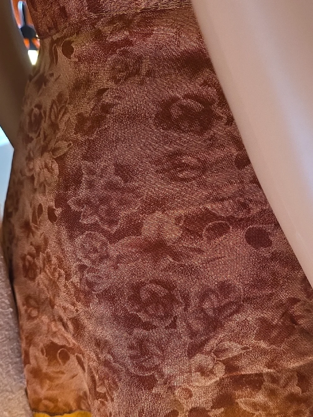 Earthbound Trading Co. Gold Burgundy  Wrap Skirt Mini Polyester Boho